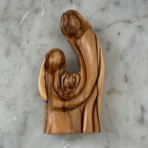 Hand carved olive wood holy Family figurine made in holy land